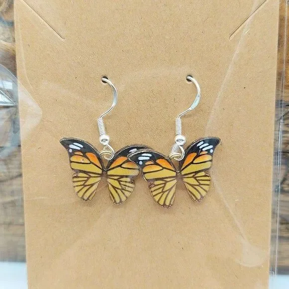 Enamel Charm Earrings lot! Garden Flowers Bee Mushroom Butterfly Cottage theme - Picture 4 of 8